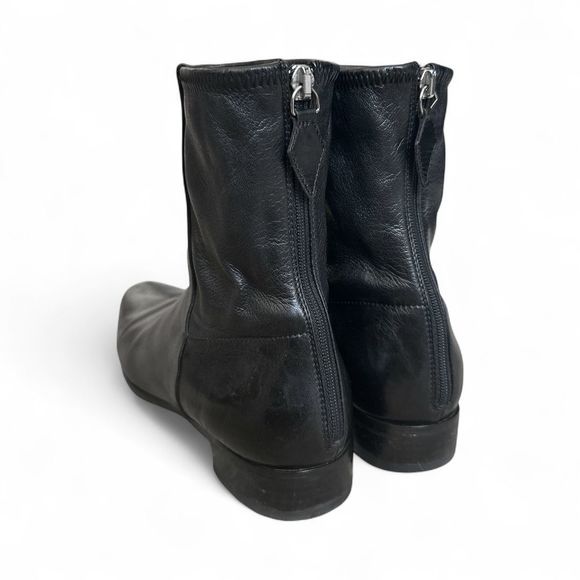 Black pointed toe leather sock boots - Picture 8 of 12